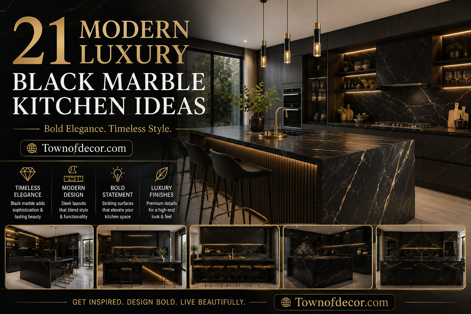 21 Modern Luxury Black Marble Kitchen Ideas